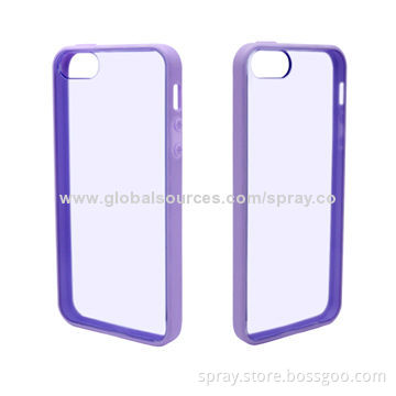 Glossy Clear PC Covers with TPU Rim for iPhone 5, 5S, Different Colors Available